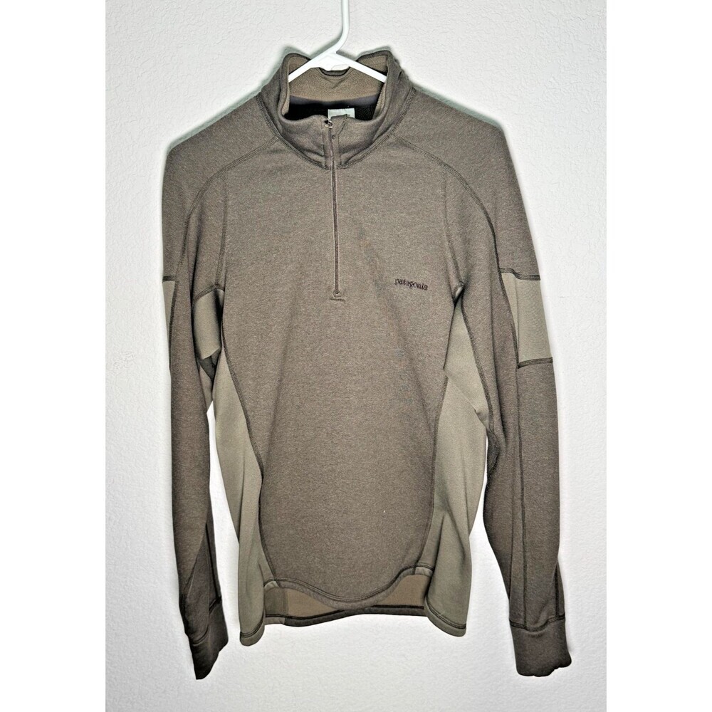 Patagonia Stretch Velocity 1/4 Zip Fleece Pullover Men Sz Medium Army Green EUC